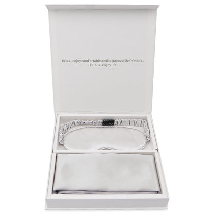 Silk gift eye mask pillowcase two-piece set simple travel holiday gift business gift box set