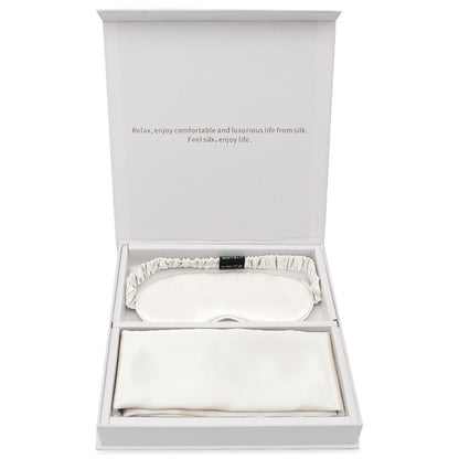 Silk gift eye mask pillowcase two-piece set simple travel holiday gift business gift box set