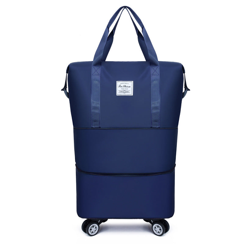College student travel bag with large capacity for business trip, expandable universal wheel luggage bag, Oxford cloth storage gym bag for women